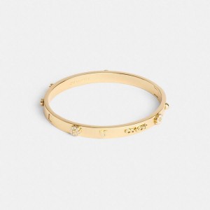 Jóias COACH Pegged Hinged Bangle Feminino Douradas | 05726SUIV