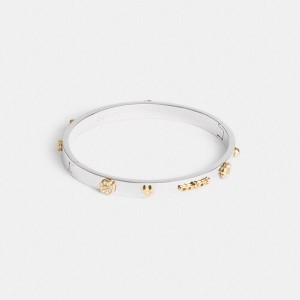 Jóias COACH Pegged Hinged Bangle Feminino Prateadas | 35280USZF