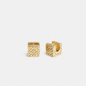 Jóias COACH Quilted Cube Earrings Feminino Douradas | 21930NIBJ