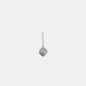 Jóias COACH Quilted Cube Huggie Earring Feminino Prateadas | 60745YJFG