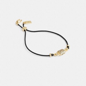 Jóias COACH Quilted Padlock Leather Slider Bracelet Feminino Pretas | 63819JGAE