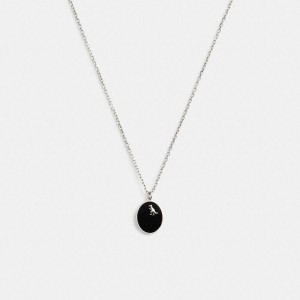 Jóias COACH Rexy Coin Pendant Necklace Masculino Prateadas | 30865XLNZ