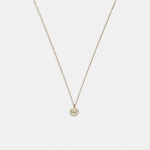 Jóias COACH Signature Crystal Pearl Pendant Necklace Feminino Douradas | 67309NADQ