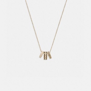 Jóias COACH Signature Enamel Necklace Feminino Douradas | 04319RFDW