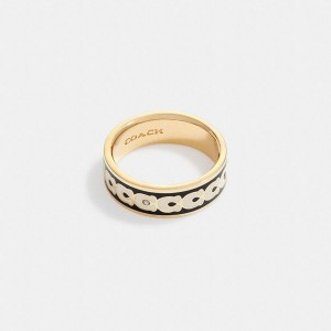 Jóias COACH Signature Enamel Ring Feminino Douradas | 14603STEZ