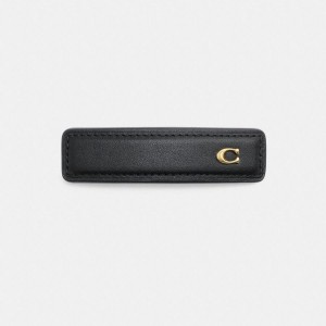 Jóias COACH Signature Leather Barrette Feminino Pretas | 57038EWJZ