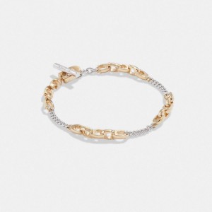 Jóias COACH Signature Mixed Chain Bracelet Feminino Douradas | 25706NBPD