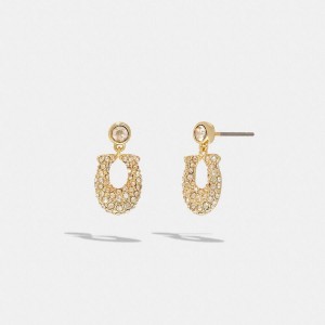 Jóias COACH Signature Pavé Earrings Feminino Douradas | 03962RCGS