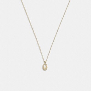 Jóias COACH Signature Pavé Necklace Feminino Douradas | 23465ECLR