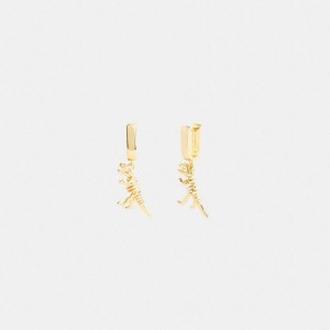 Jóias COACH Skeletal Rexy Huggie Earrings Feminino Douradas | 39425ZXEH