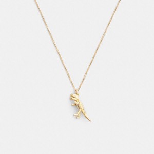 Jóias COACH Skeletal Rexy Pendant Necklace Feminino Douradas | 95372UBNM