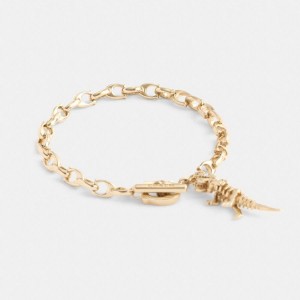 Jóias COACH Skeletal Rexy Signature Chain Bracelet Feminino Douradas | 12765BCWH