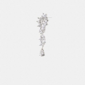 Jóias COACH Statement Crystal Earring Feminino Prateadas | 38204QZBK