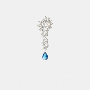 Jóias COACH Statement Crystal Single Earring Feminino Prateadas | 98175PYTU