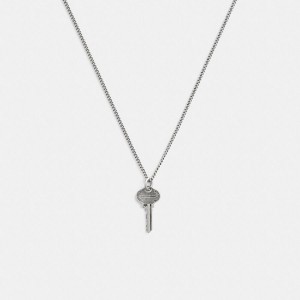 Jóias COACH Sterling Key Pendant Necklace Masculino Prateadas | 52416RUKV
