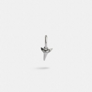 Jóias COACH Sterling Shark Tooth Single Huggie Earring Masculino Prateadas | 07613LPXO