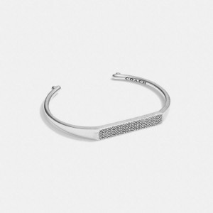 Jóias COACH Sterling Signature Id Cuff Masculino Prateadas | 02945AYKJ