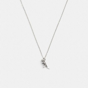 Jóias COACH Sterling Skeletal Rexy Pendant Necklace Masculino Prateadas | 80514QWMT