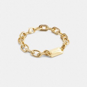 Jóias COACH Stitched Chain Link Bracelet Feminino Douradas | 49028XRUF