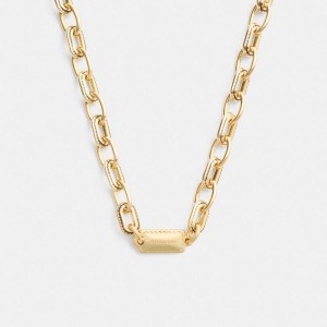 Jóias COACH Stitched Chain Link Necklace Feminino Douradas | 64975HZGW