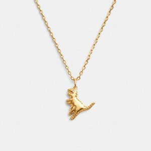 Jóias COACH Stitched Rexy Pendant Necklace Feminino Douradas | 27901ERIQ