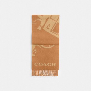Lenço COACH Horse And Carriage Cashmere Muffler Feminino Marrom | 13675DFGR