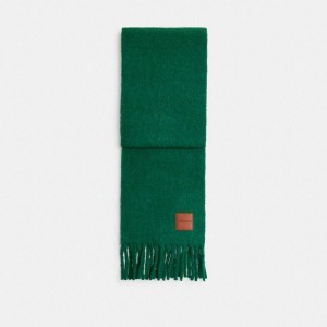 Lenço COACH Oversized Muffler With Leather Patch Feminino Verdes | 37406ADJV