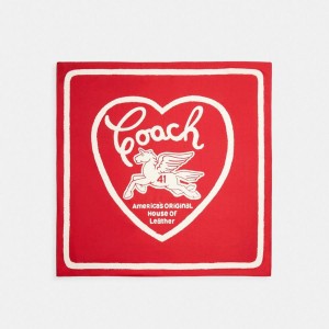 Lenço COACH Pegasus Print Silk Square Feminino Vermelhas | 61085IOUD