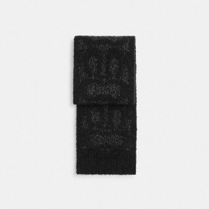 Lenço COACH Signature Knit Boucle Oversized Muffler Feminino Pretas | 52471QTMV