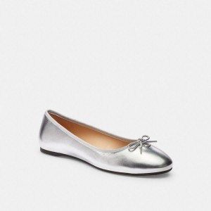 Mocassins COACH Abigail Flat Feminino Prateadas | 89654PEKL