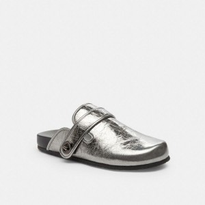 Mocassins COACH Blake Clog Feminino Prateadas | 74126RDCY