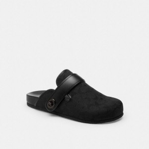 Mocassins COACH Blake Clog In Signature Jacquard Feminino Pretas | 07568DXMT