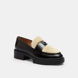 Mocassins COACH Leah Feminino Pretas | 12406CXQV