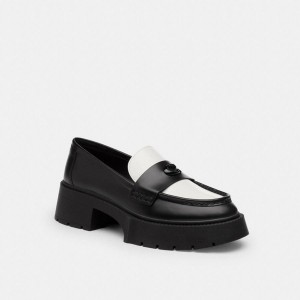 Mocassins COACH Leah Platform Feminino Pretas | 57281YJBX