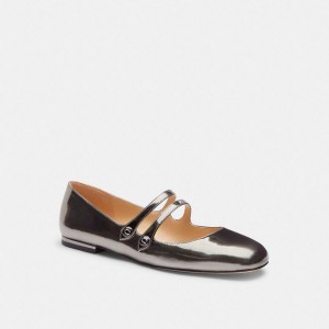 Mocassins COACH Winley Mary Jane Feminino Prateadas | 92673WFYQ