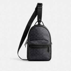 Mochila COACH Charter Pack In Signature Canvas Masculino Cinzentas | 91052EIKU
