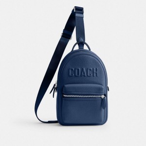 Mochila COACH Charter Pack With Coach Graphic Masculino Azuis | 20865AGFZ