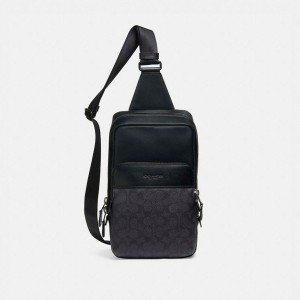 Mochila COACH Gotham Pack In Signature Canvas Feminino Pretas | 32518POSU