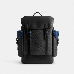 Mochila COACH Hitch In Blocked Signature Canvas Masculino Pretas | 05942RCLK