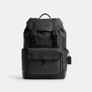 Mochila COACH League Flap In Signature Canvas Masculino Cinzentas | 42387AHKO