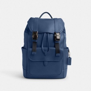 Mochila COACH League Flap Masculino Azuis | 14803CNMJ
