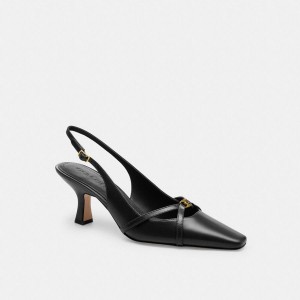 Saltos COACH Rowyn Slingback Feminino Pretas | 06824KUGS