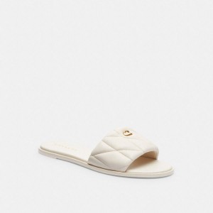 Sandálias COACH Holly With Quilting Feminino Branco | 51602CTVN