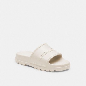 Sandálias COACH Jesse Slide Feminino Branco | 83024KFQJ