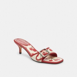 Sandálias COACH Margot With Cherry Print Feminino Vermelhas | 94815MRIQ