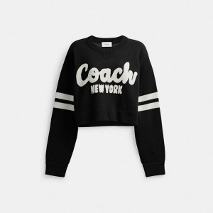 Suéter COACH Cropped Coach Feminino Pretas | 70946HNSM
