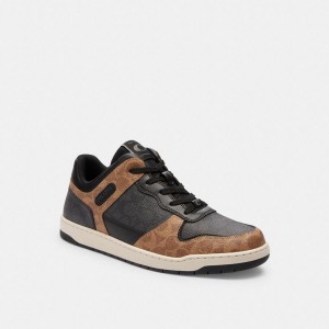 Tenis COACH C201 In Mixed Signature Canvas Masculino Pretas | 28495ZNHP