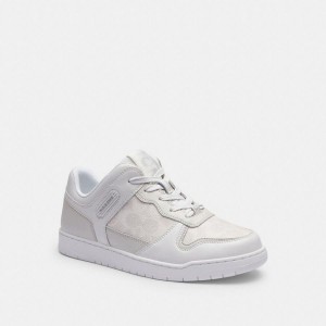 Tenis COACH C201 Low Top In Signature Canvas Feminino Branco | 80231QCYJ