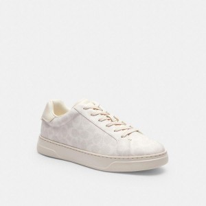 Tenis COACH High Line In Signature Canvas Masculino Branco | 93104LJQM