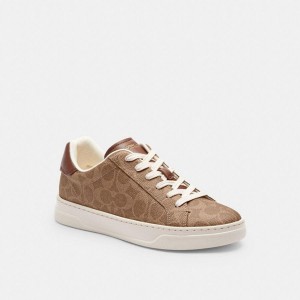 Tenis COACH High Line In Signature Canvas Feminino Marrom | 12376WFCT